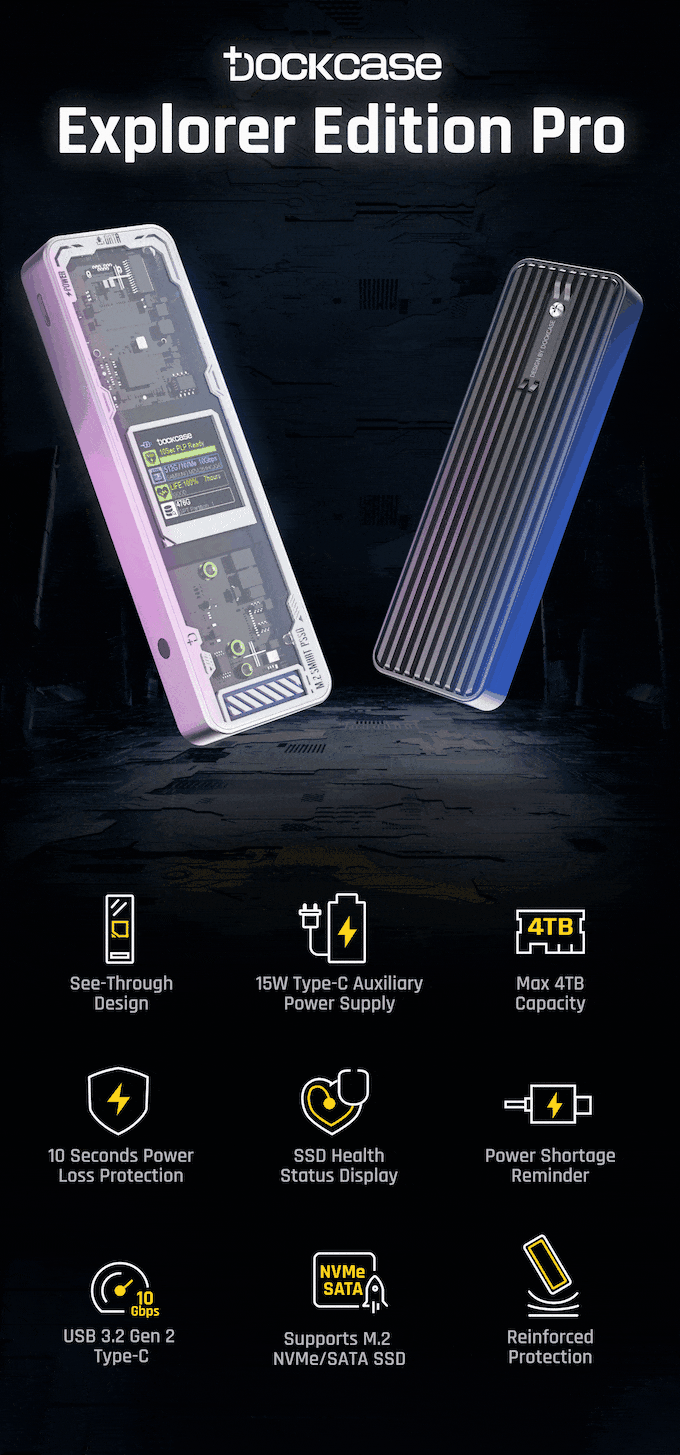 Dockcase Explorer Edition Pro - Büyük bir beyinli şık bir SSD muhafazası medya 4