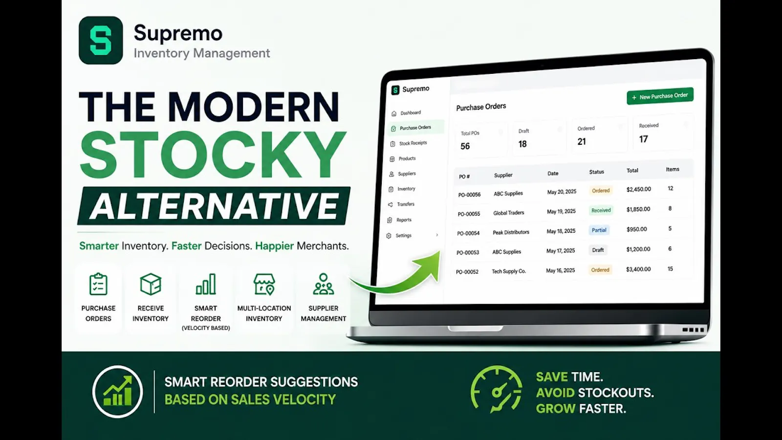 Supremo Inventory Management app Shopify screenshot 1 (video preview)
