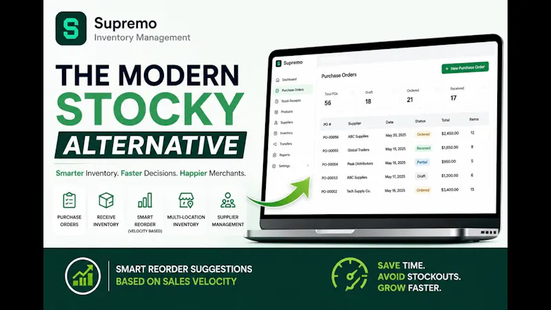 Supremo Inventory Management app Shopify screenshot 1 (video preview)