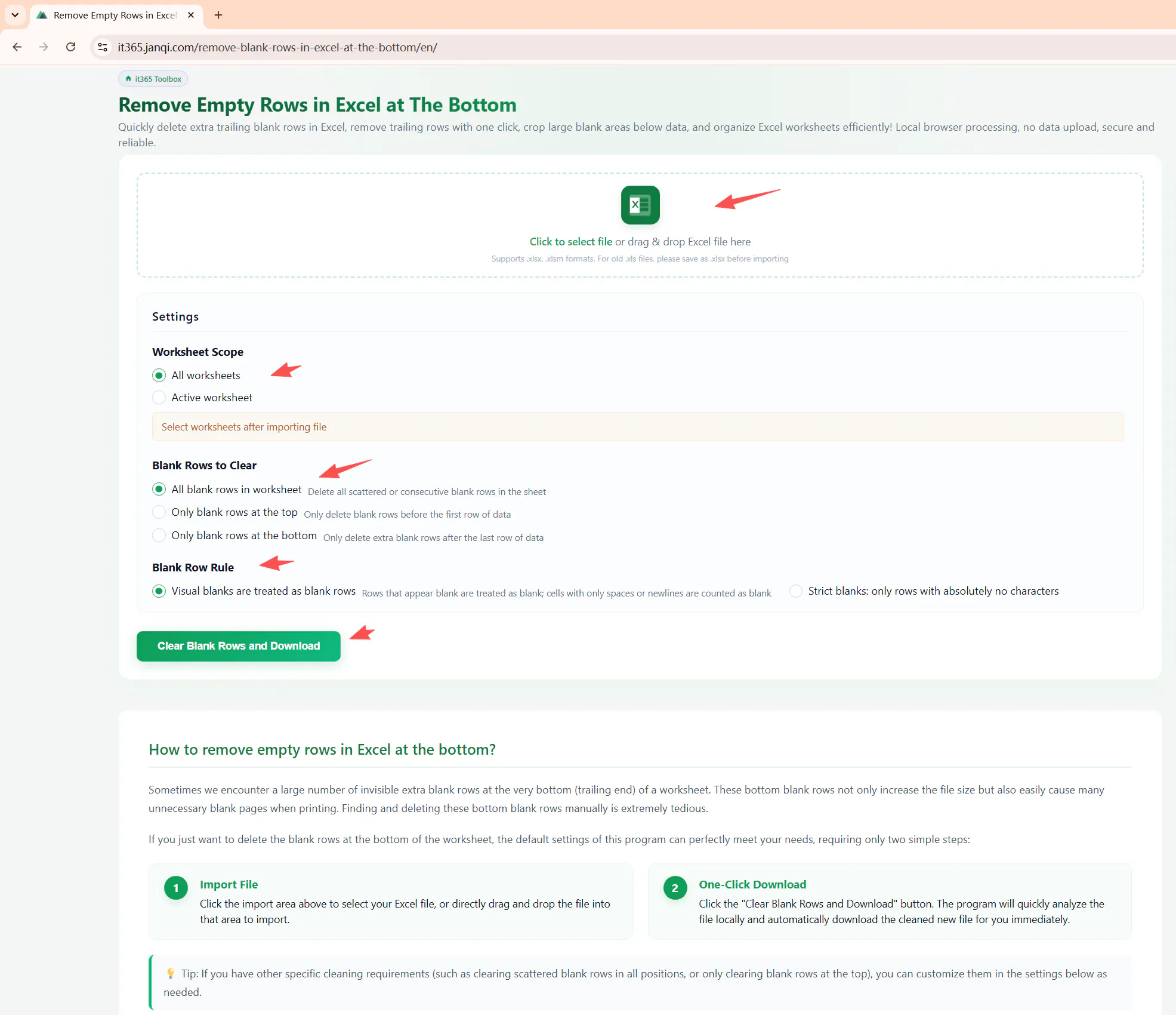 Remove Excel blank row,even millions row screenshot 1
