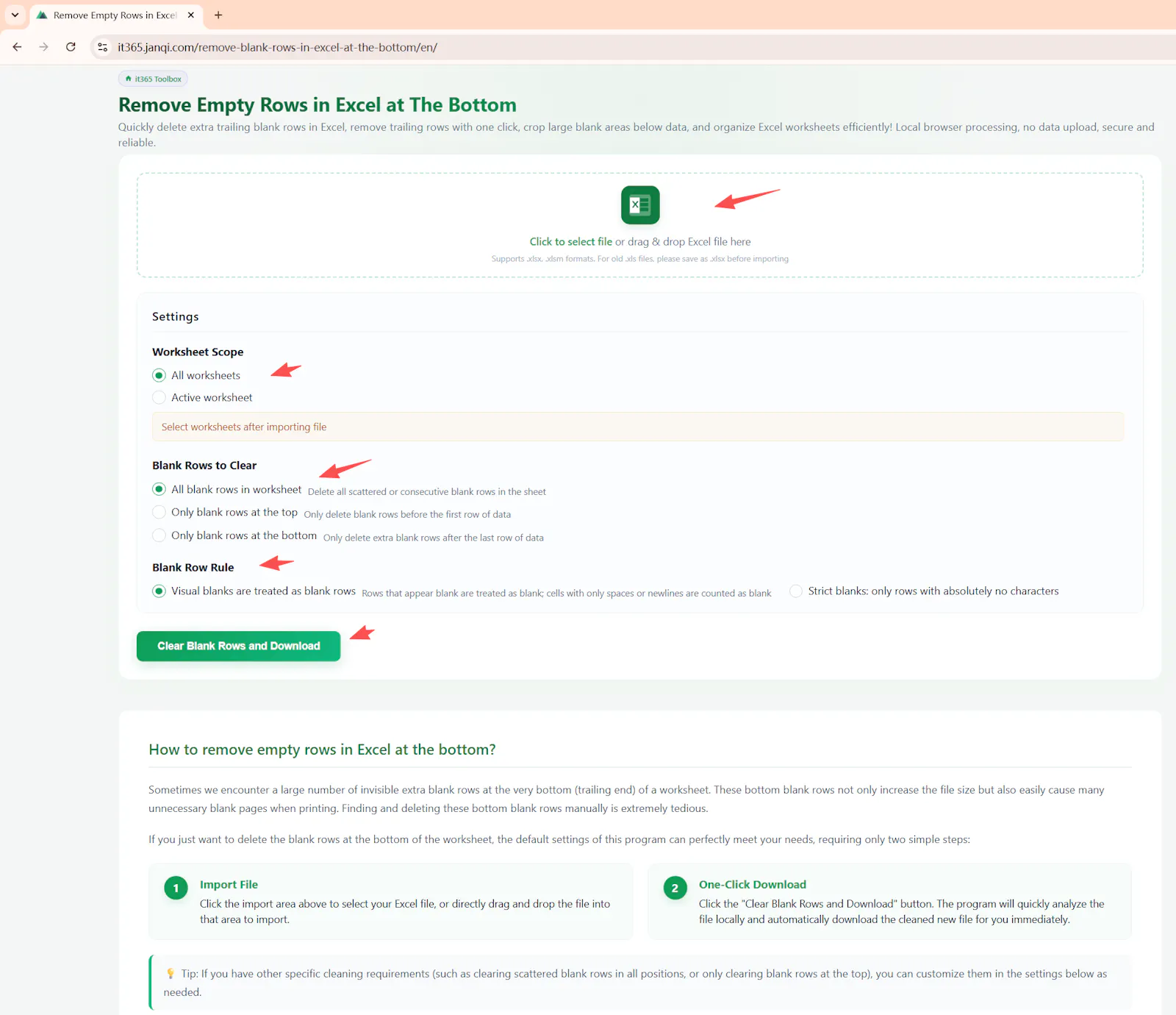 Remove Excel blank row,even millions row screenshot 1