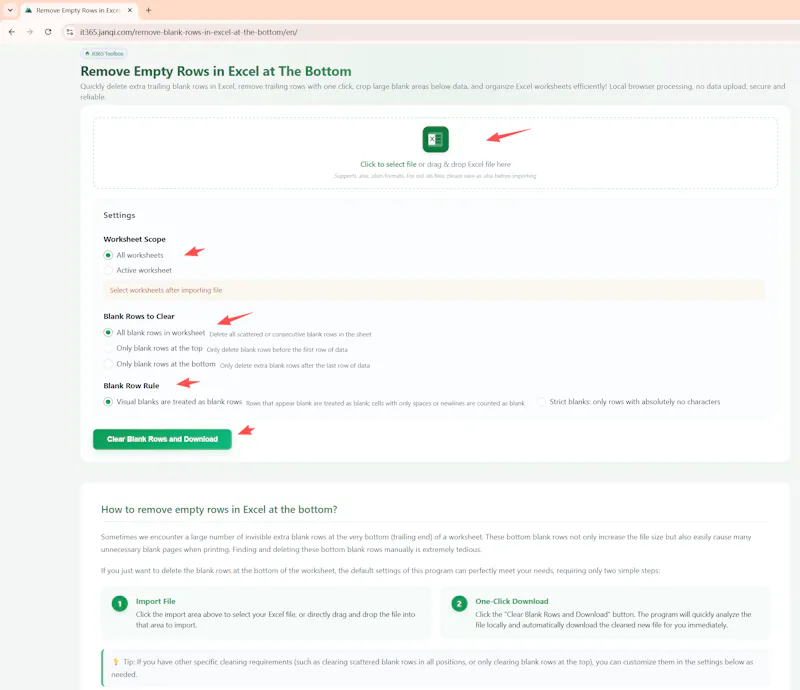 Remove Excel blank row,even millions row screenshot 1