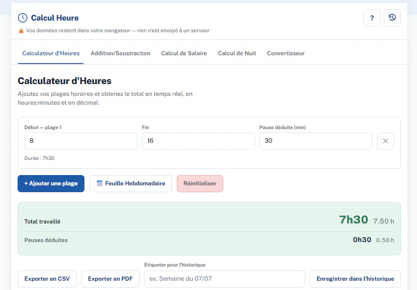 Calcul Heure screenshot