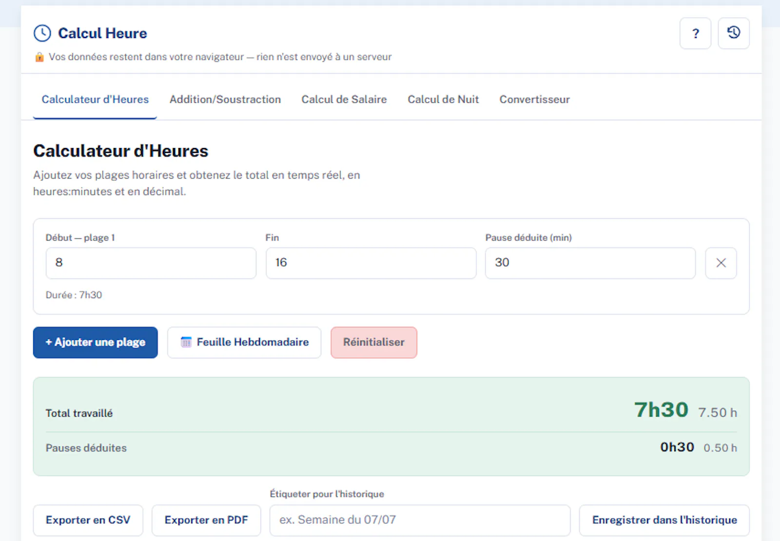 Calcul Heure screenshot 1