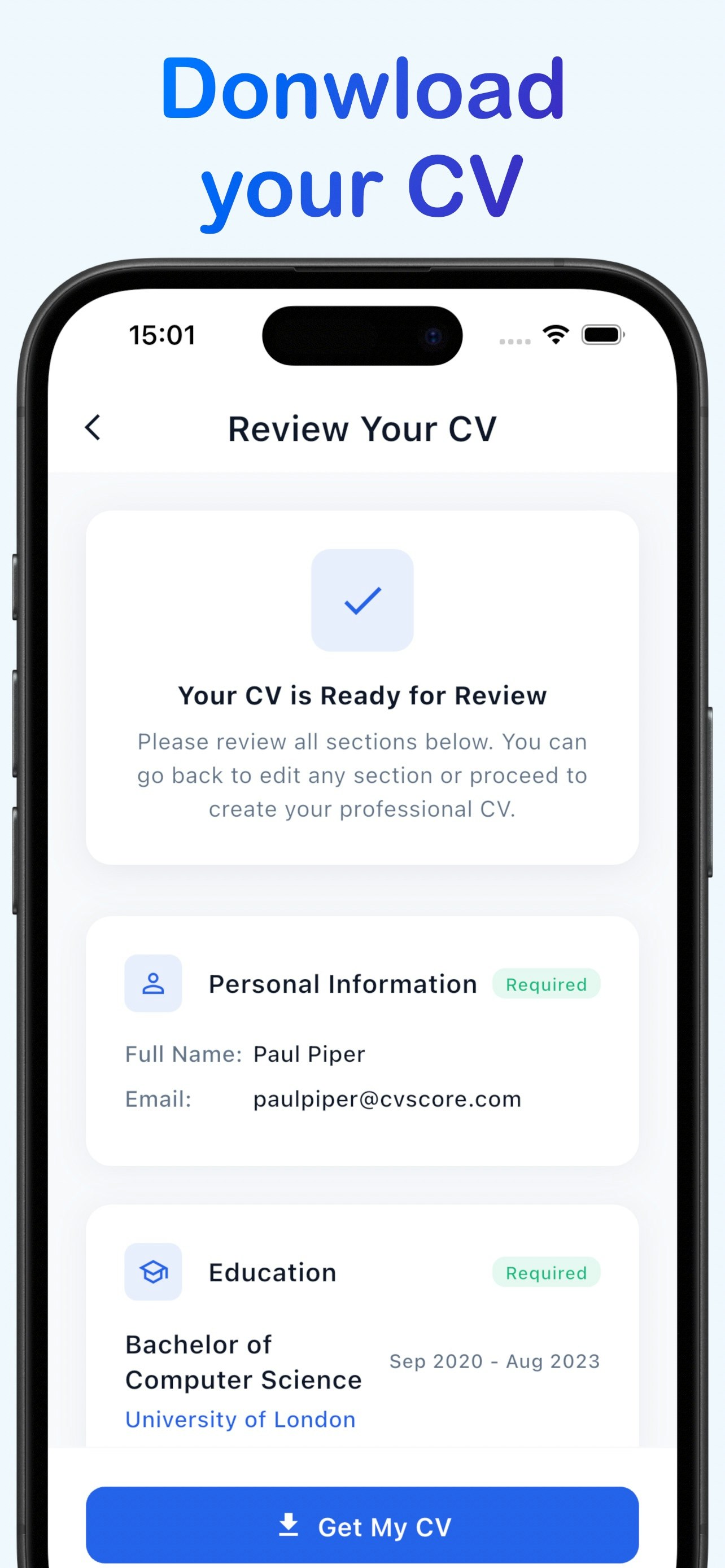 CVSCORE: AI Rvieume Analysis & Builder - Punteggio più in alto, farsi assumere media 4