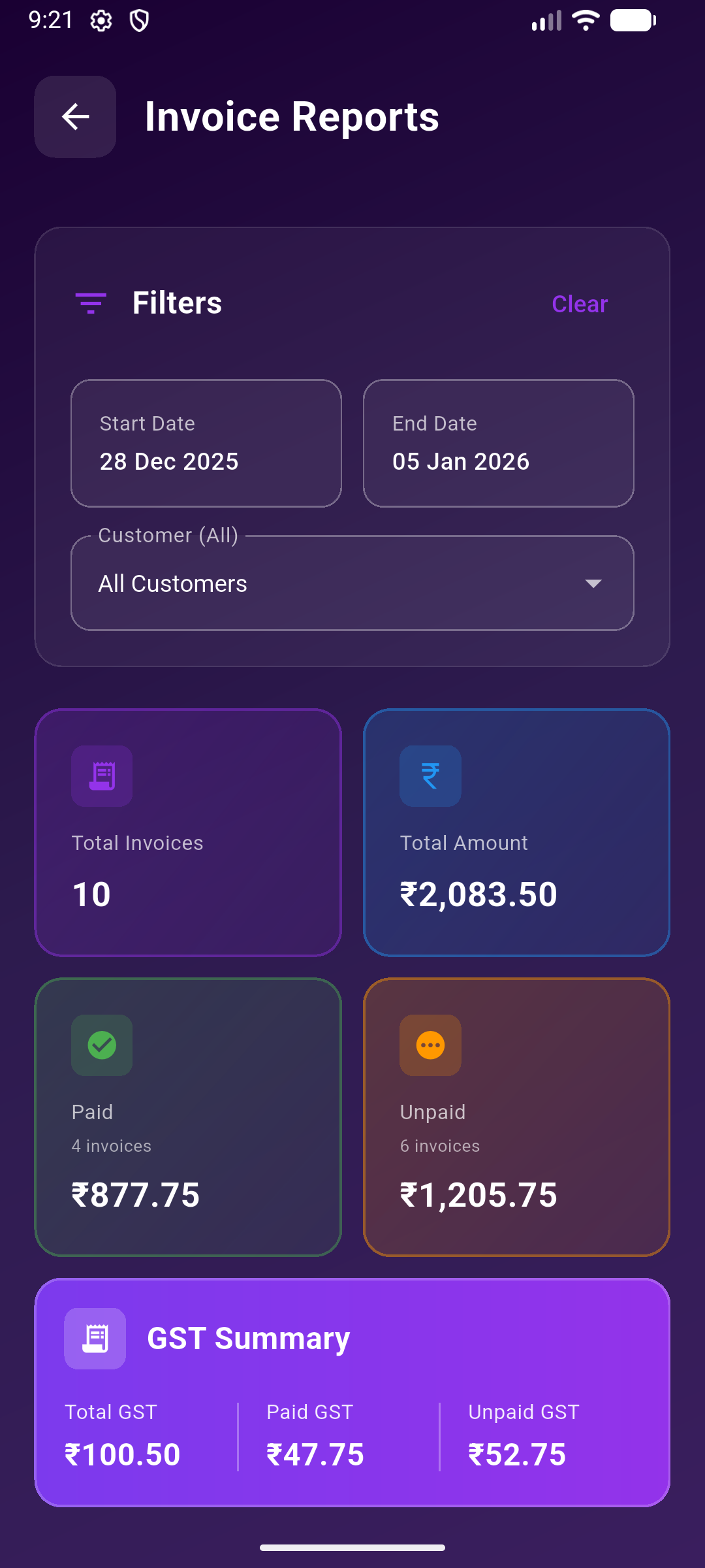Billio-Invoice App for Small Businesses - Main product screenshot demonstrating key features and user interface