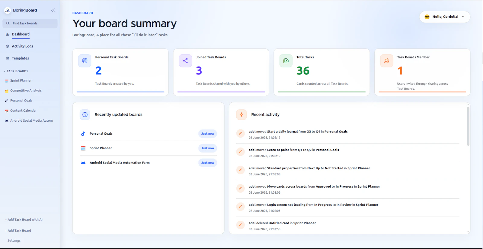 BoringBoard, another fork of focalboard screenshot 4