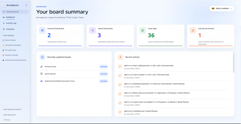 BoringBoard, another fork of focalboard screenshot 4