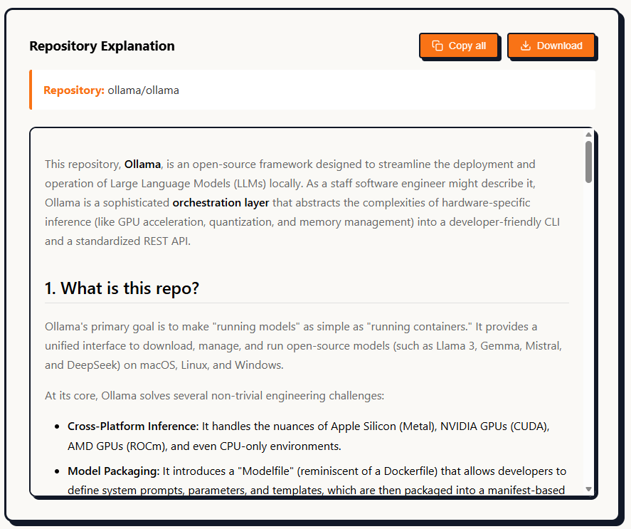 Repo Explainer - Screenshot 3 showing product features and functionality