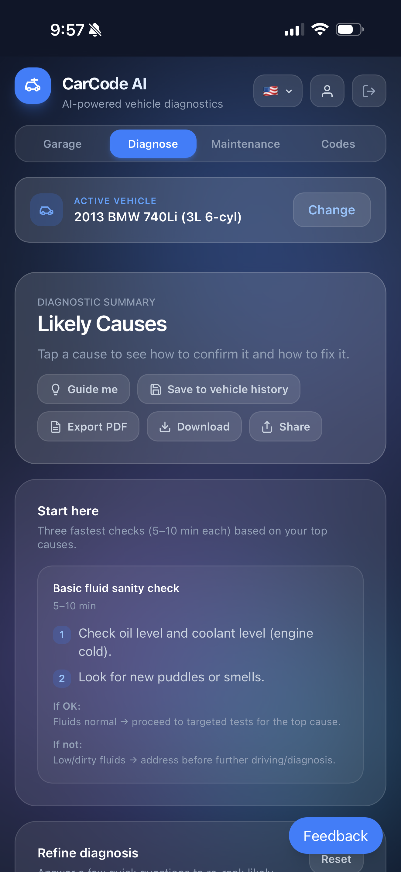 Ai Car Diagnostics - Main product screenshot demonstrating key features and user interface