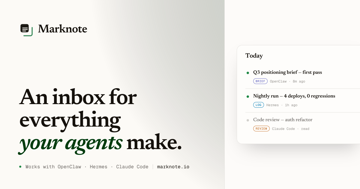 Marknote — inbox for your AI agents gallery image