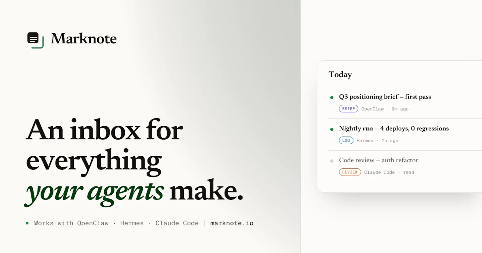 Marknote — inbox for your AI agents screenshot 1