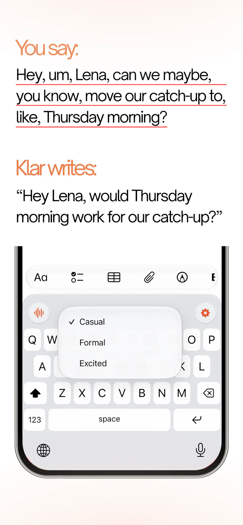 Klar. Speak freely. Klar writes. screenshot 4
