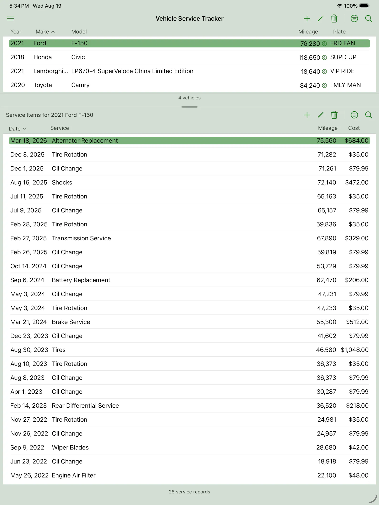 Vehicle Service Tracker screenshot 1