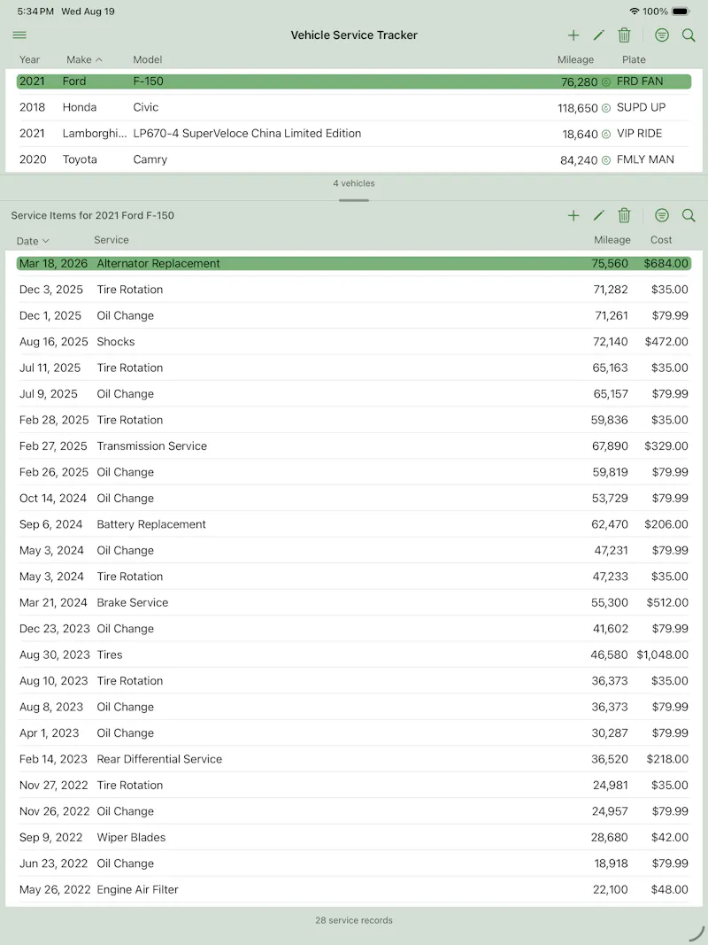Vehicle Service Tracker screenshot 1