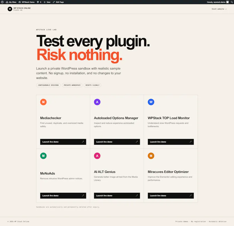 WPStack Sandbox Manager screenshot 5