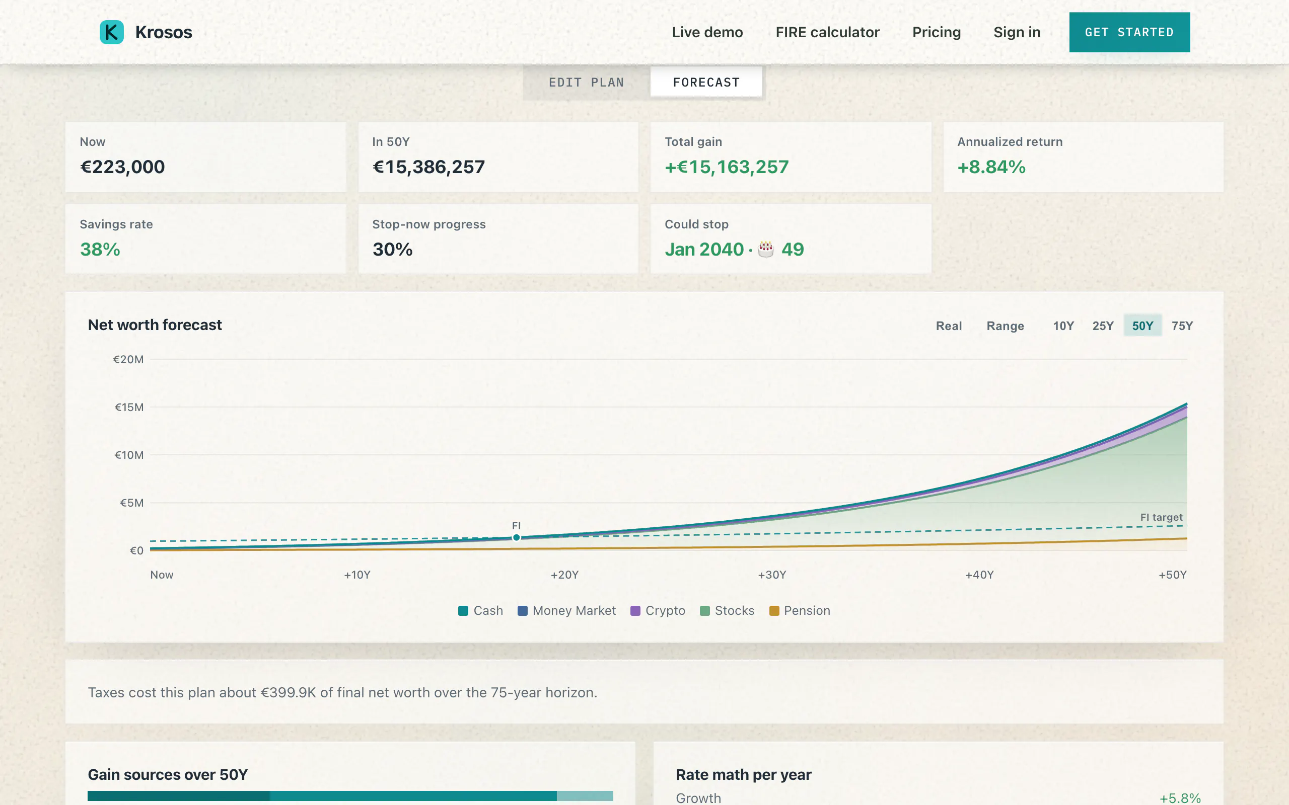 Krosos FIRE Calculator screenshot 1