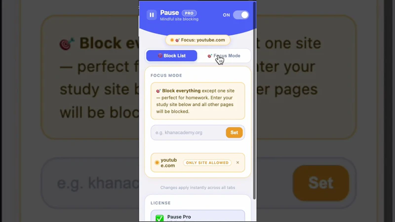 Pause - Website Blocker screenshot 1 (video preview)