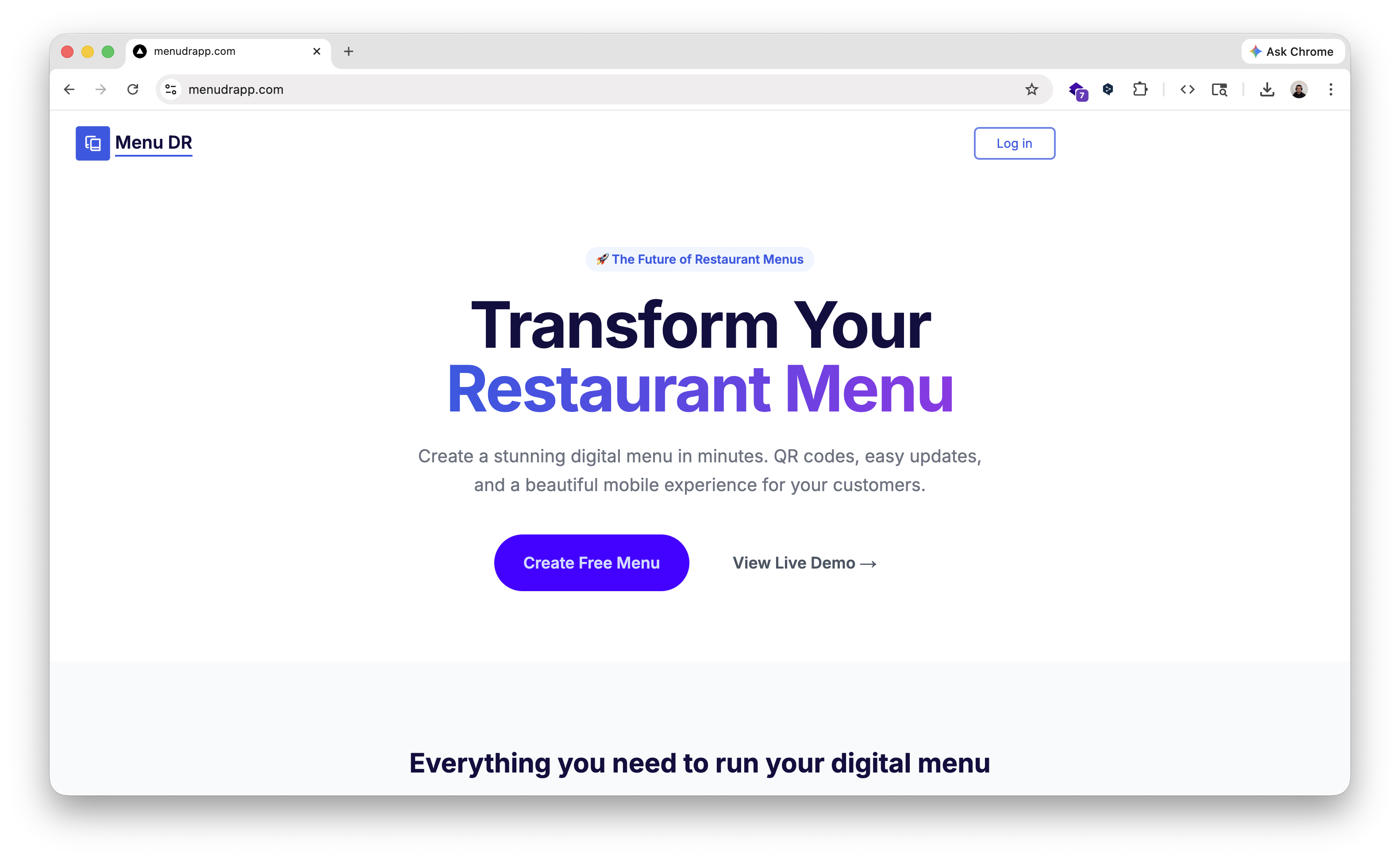 Menudrapp - Main product screenshot demonstrating key features and user interface