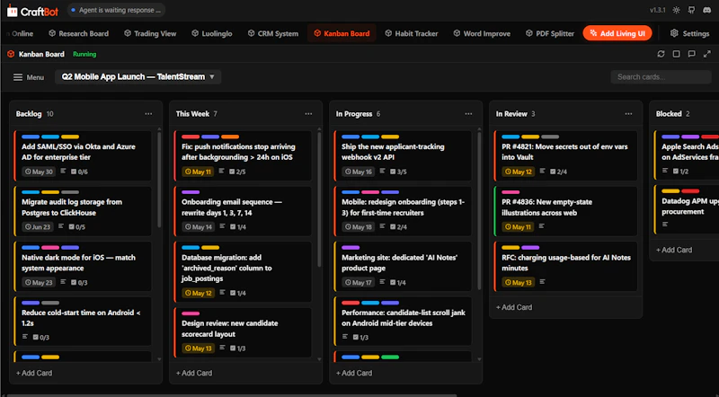 CraftBot with Living UI screenshot 4