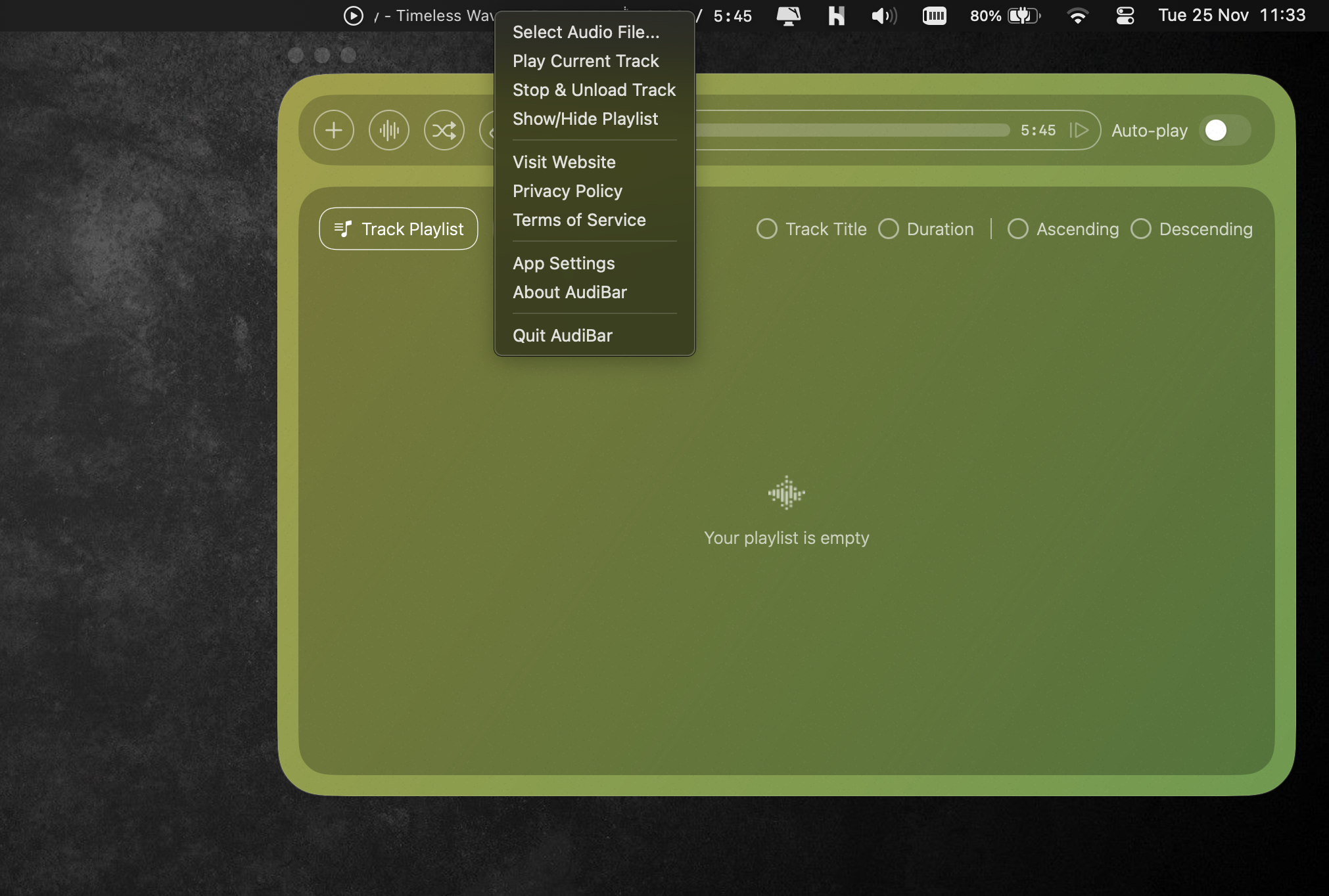 AudiBar - Screenshot 3 showing product features and functionality