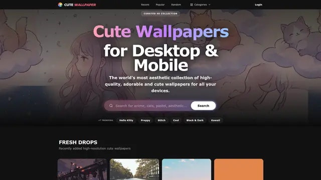 CuteWallpaper.Site - Screenshot 2 showing product features and functionality