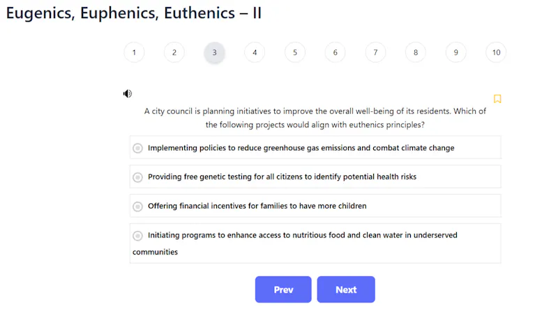  Eugenics, Euphenics, Euthenics Quiz screenshot 1