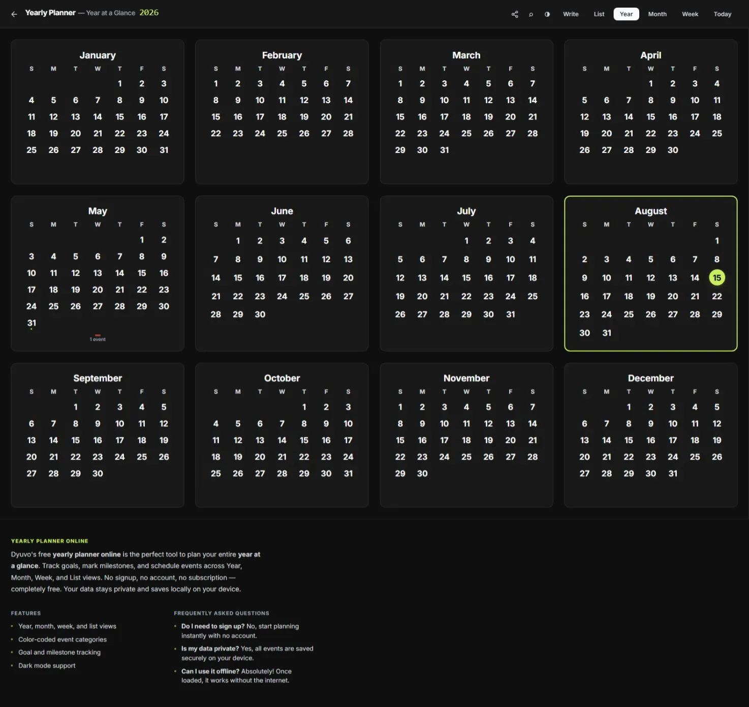 Dyuvo Yearly Planner gallery image