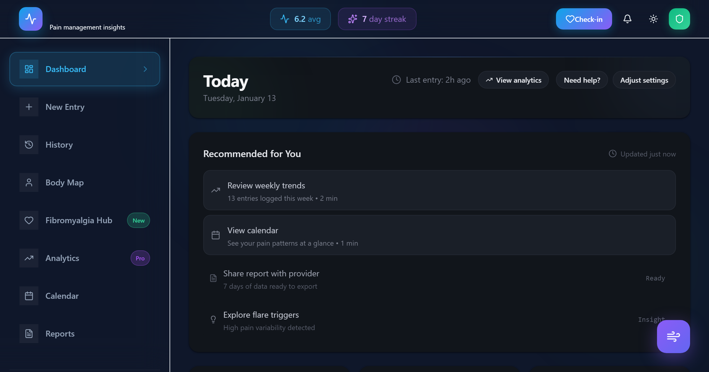 Pain Tracker - Screenshot 2 showing product features and functionality