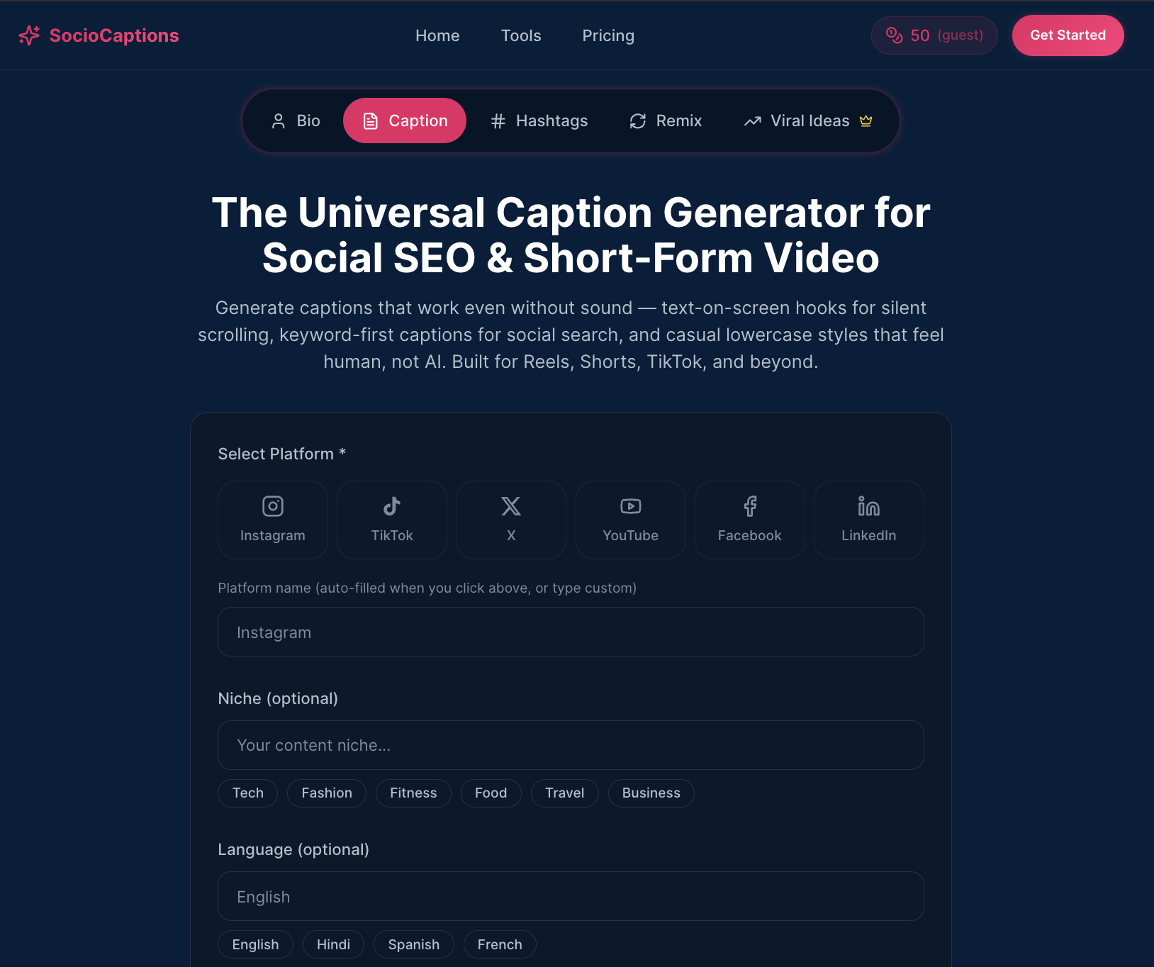 SocioCaptions - Screenshot 3 showing product features and functionality
