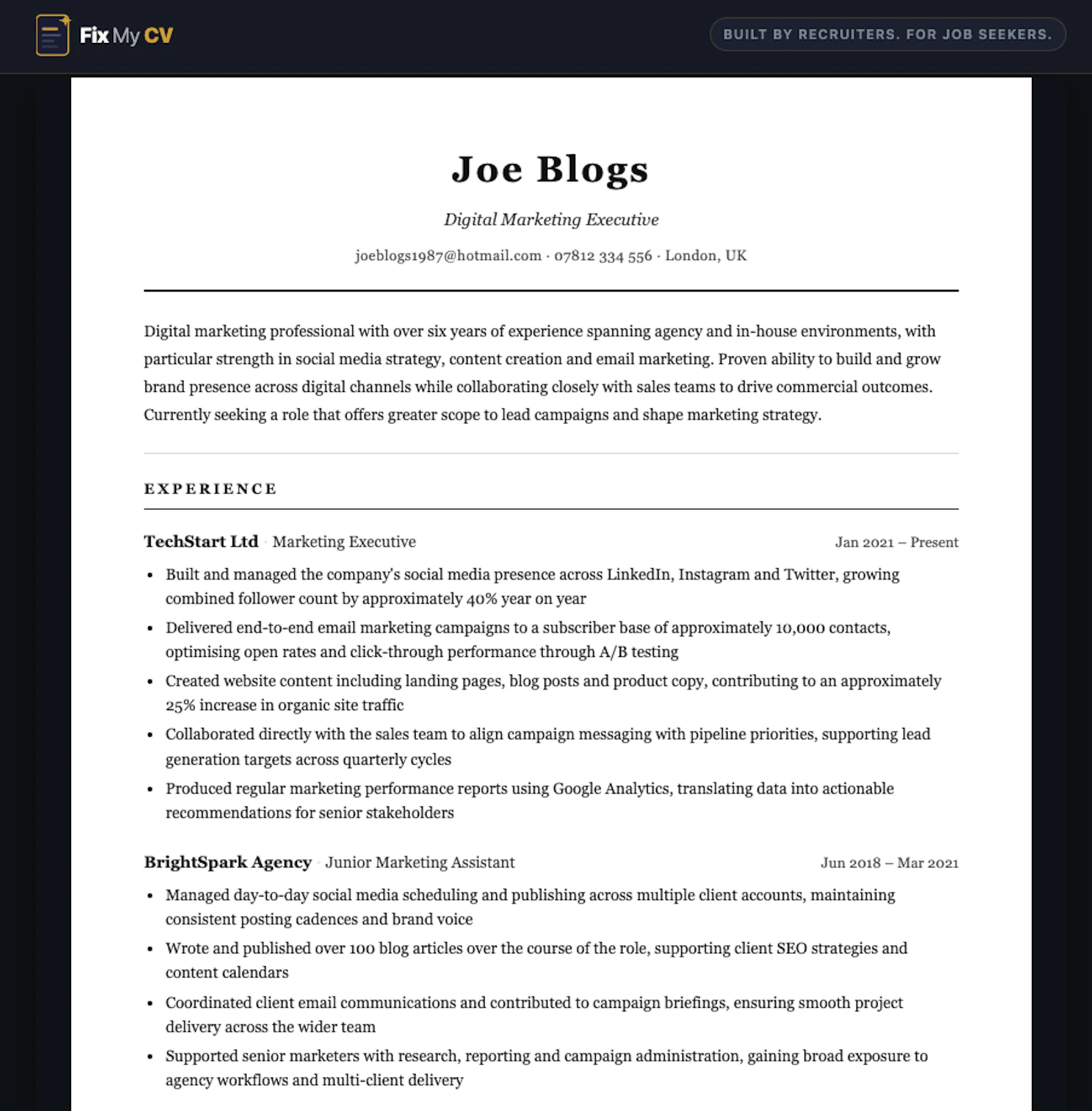 FixMyCV.co screenshot 6