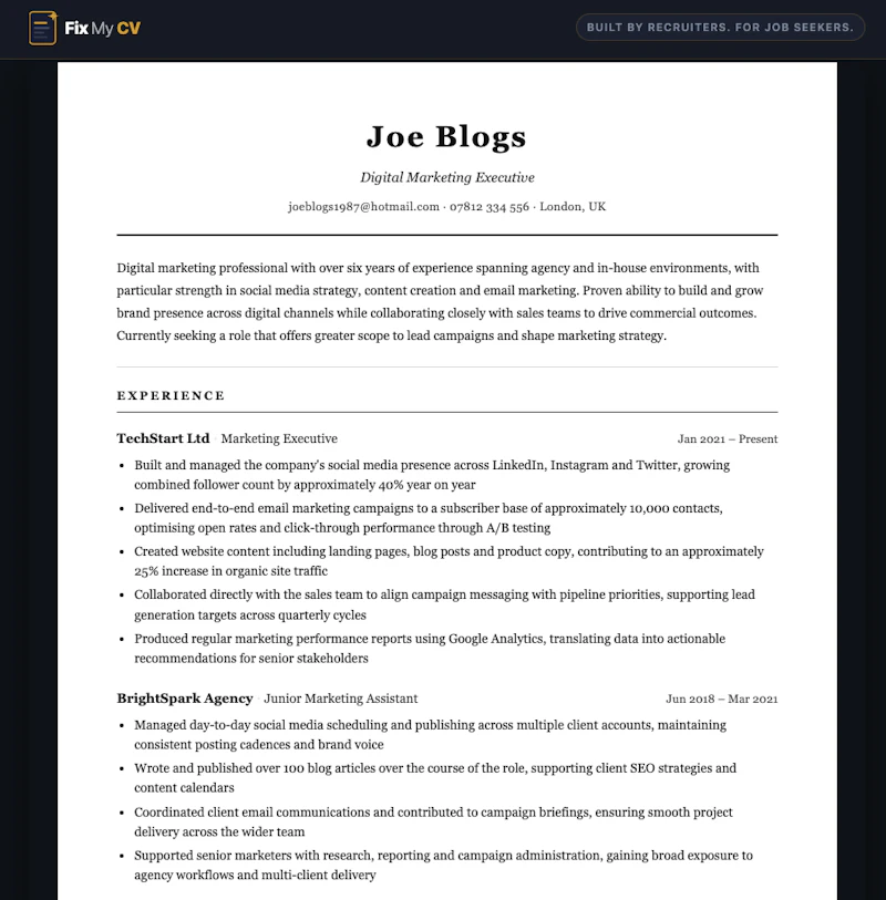 FixMyCV.co screenshot 6