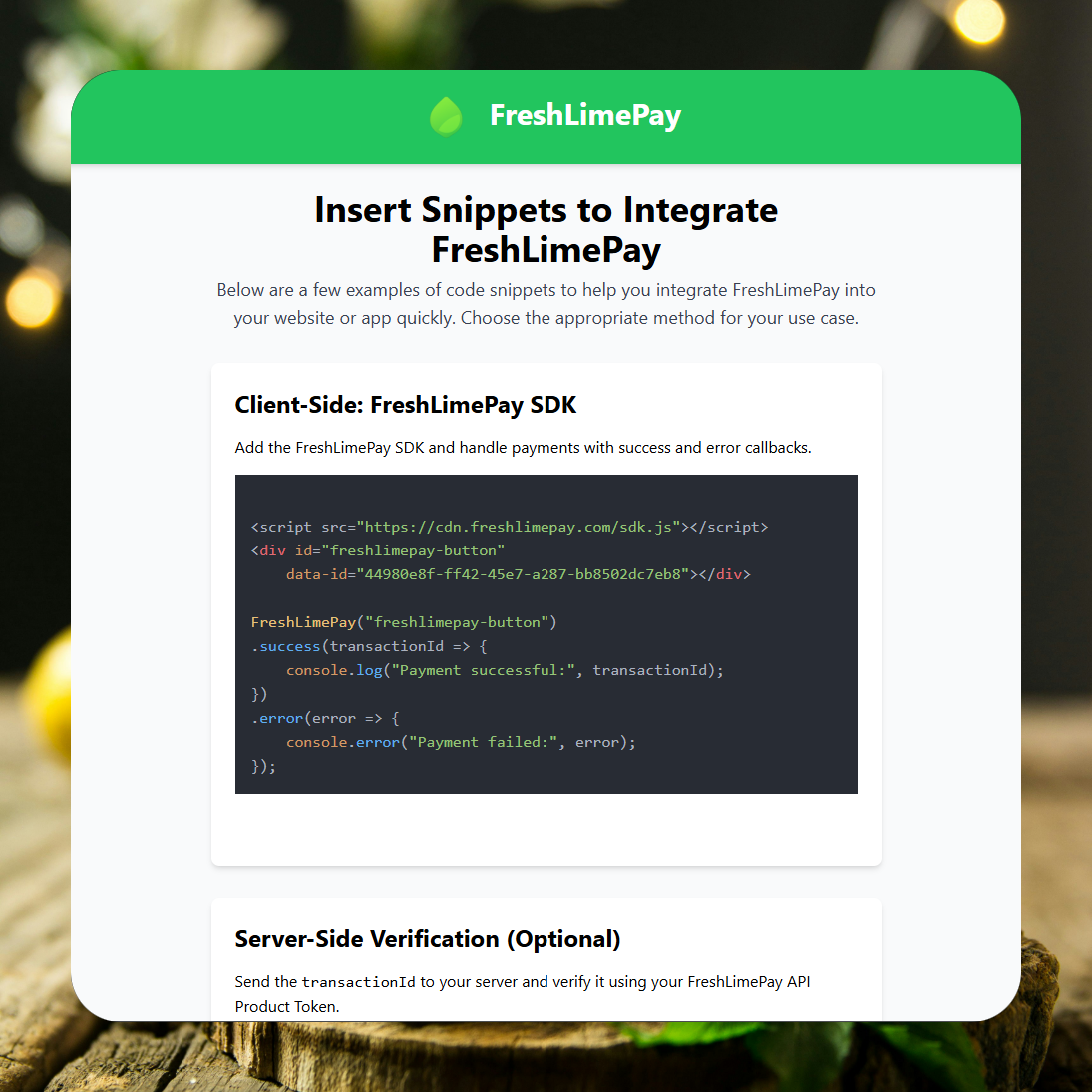 FreshLimePay - Screenshot 5 showing product features and functionality