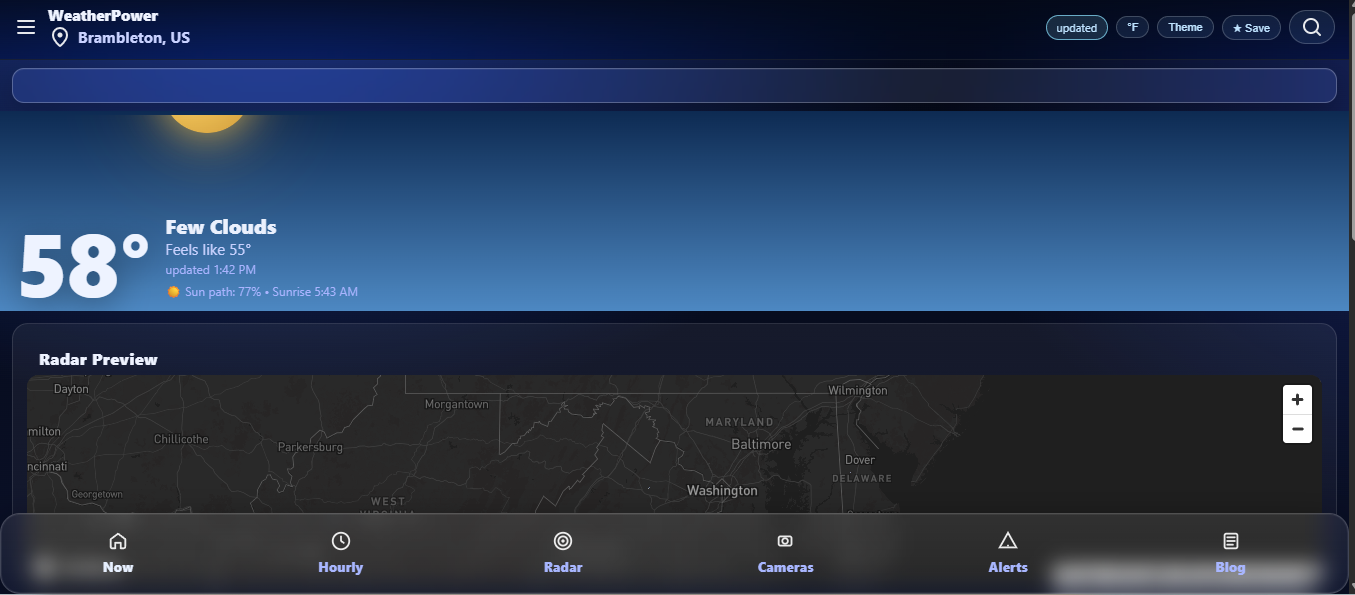 WeatherPower - Main screenshot showing features and interface