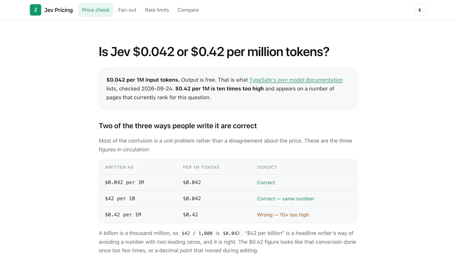 Jev Pricing screenshot 2