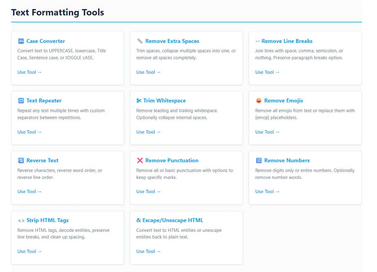 FixYourText - 22+ Free Text Tools screenshot