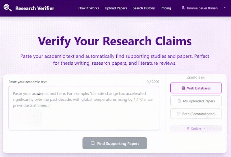 ResearchVerifier screenshot 2