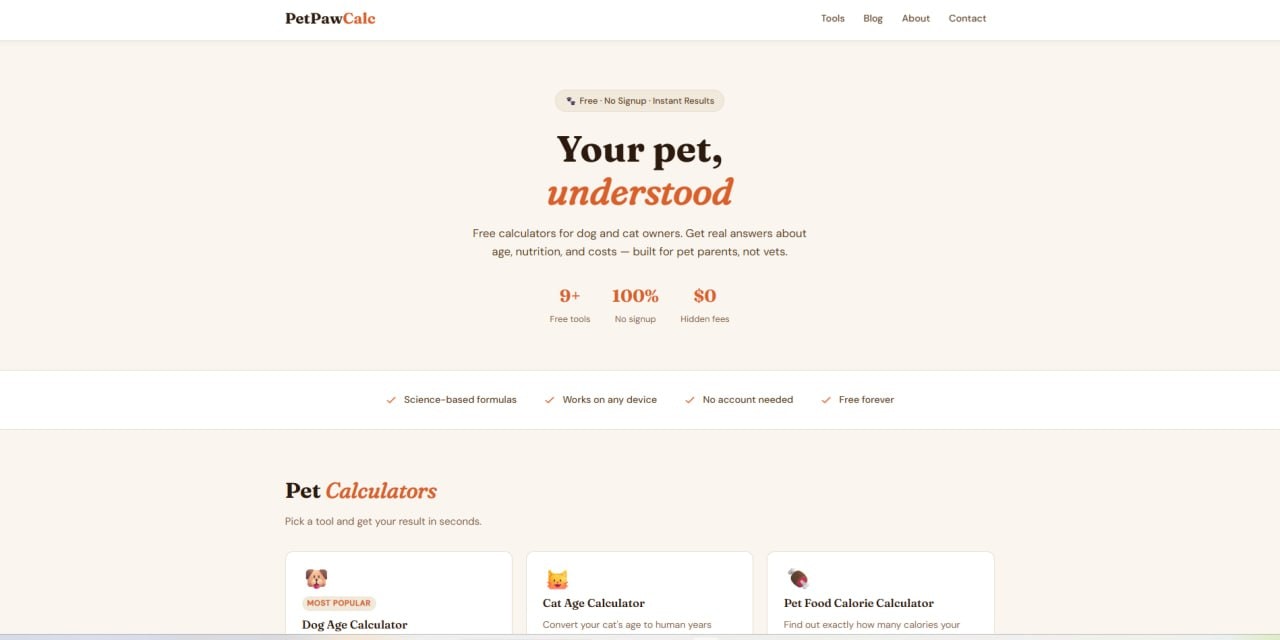 PetPawCalc — Free Pet Calculators gallery image