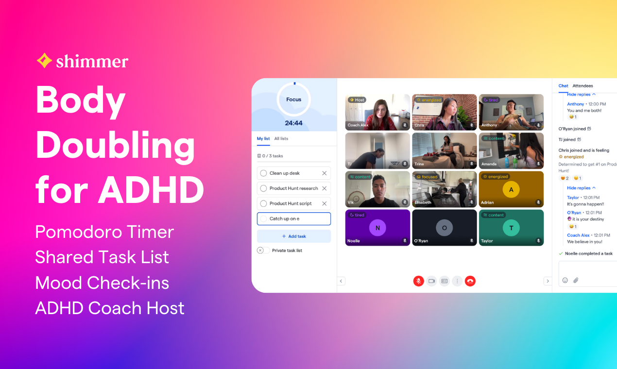 startuptile Shimmer Body Doubling-Virtual co-working the ADHD way