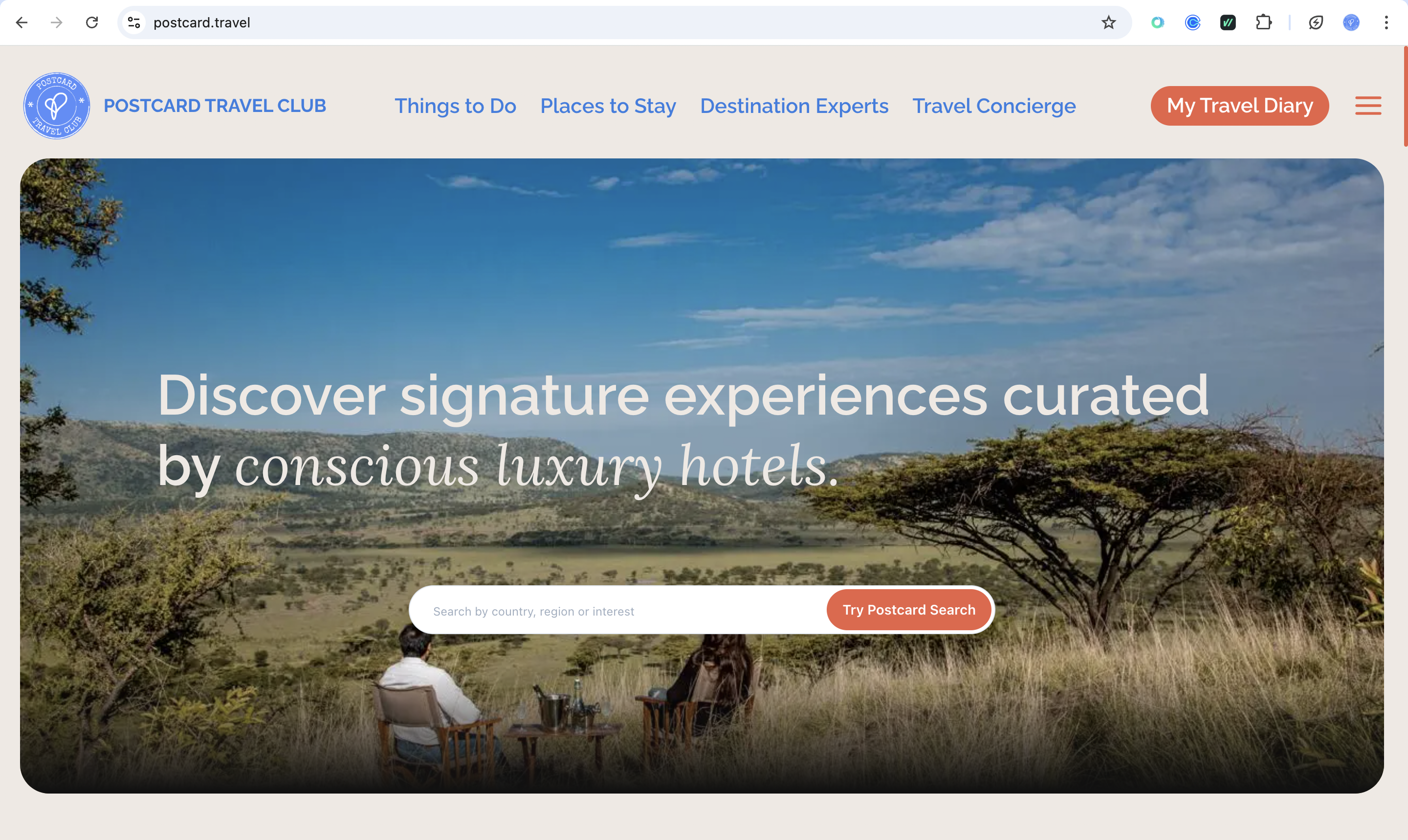 Postcard Travel Club - Main product screenshot demonstrating key features and user interface