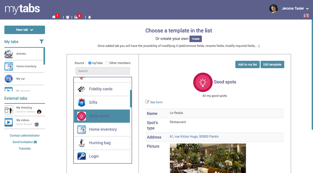 myTabs - database gallery image