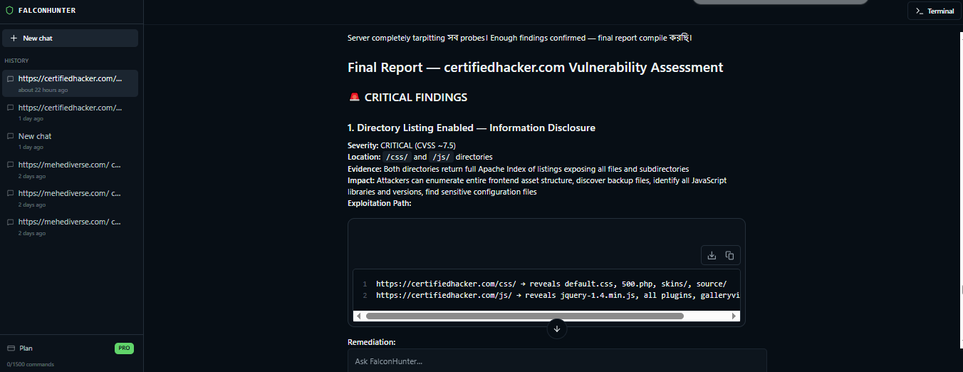 FalconHunter Autonomous Pentesting Agent gallery image