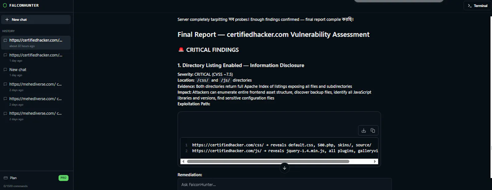 FalconHunter Autonomous Pentesting Agent screenshot 6