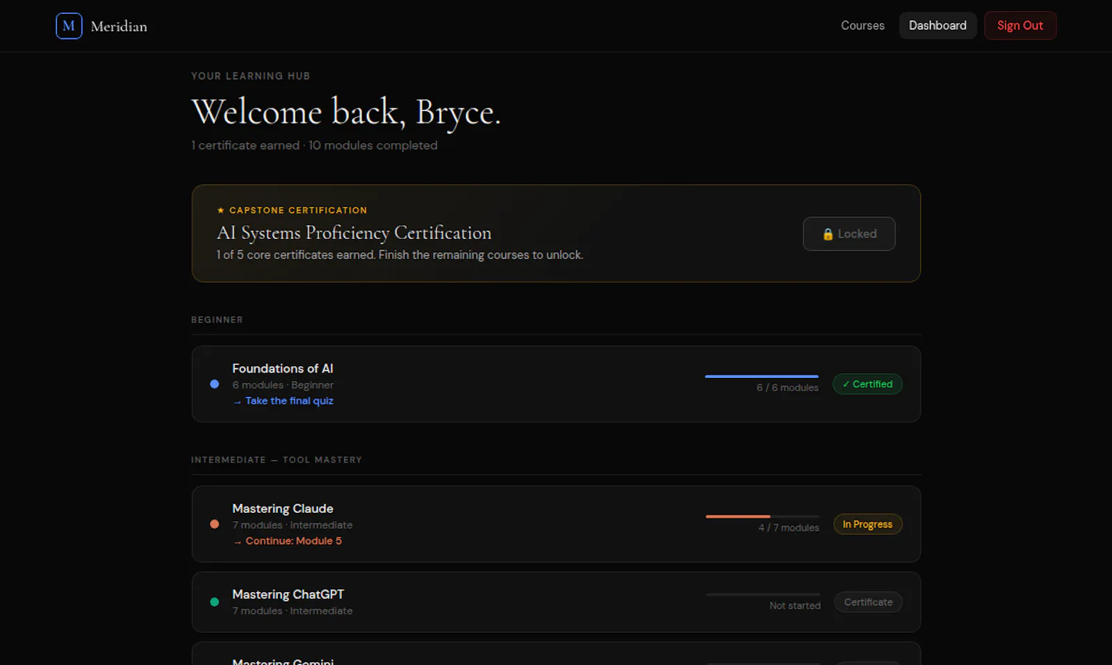 Meridian Institute of AI screenshot 2