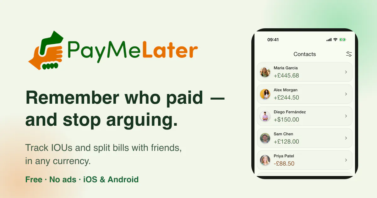 PayMeLater IOU Tracker + Bill Splitting gallery image