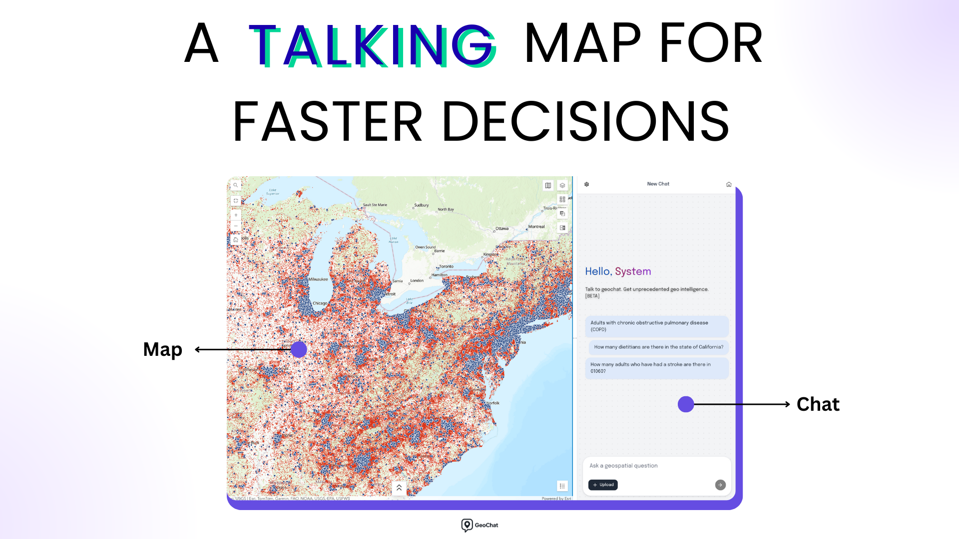 GeoChat - Main product screenshot demonstrating key features and user interface