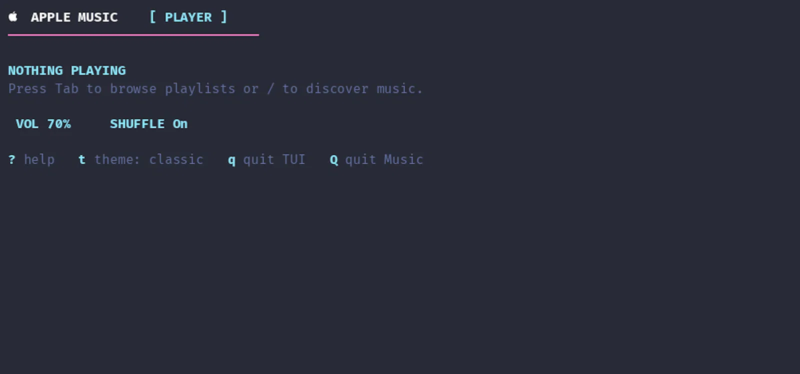 Apple Music TUI screenshot 1