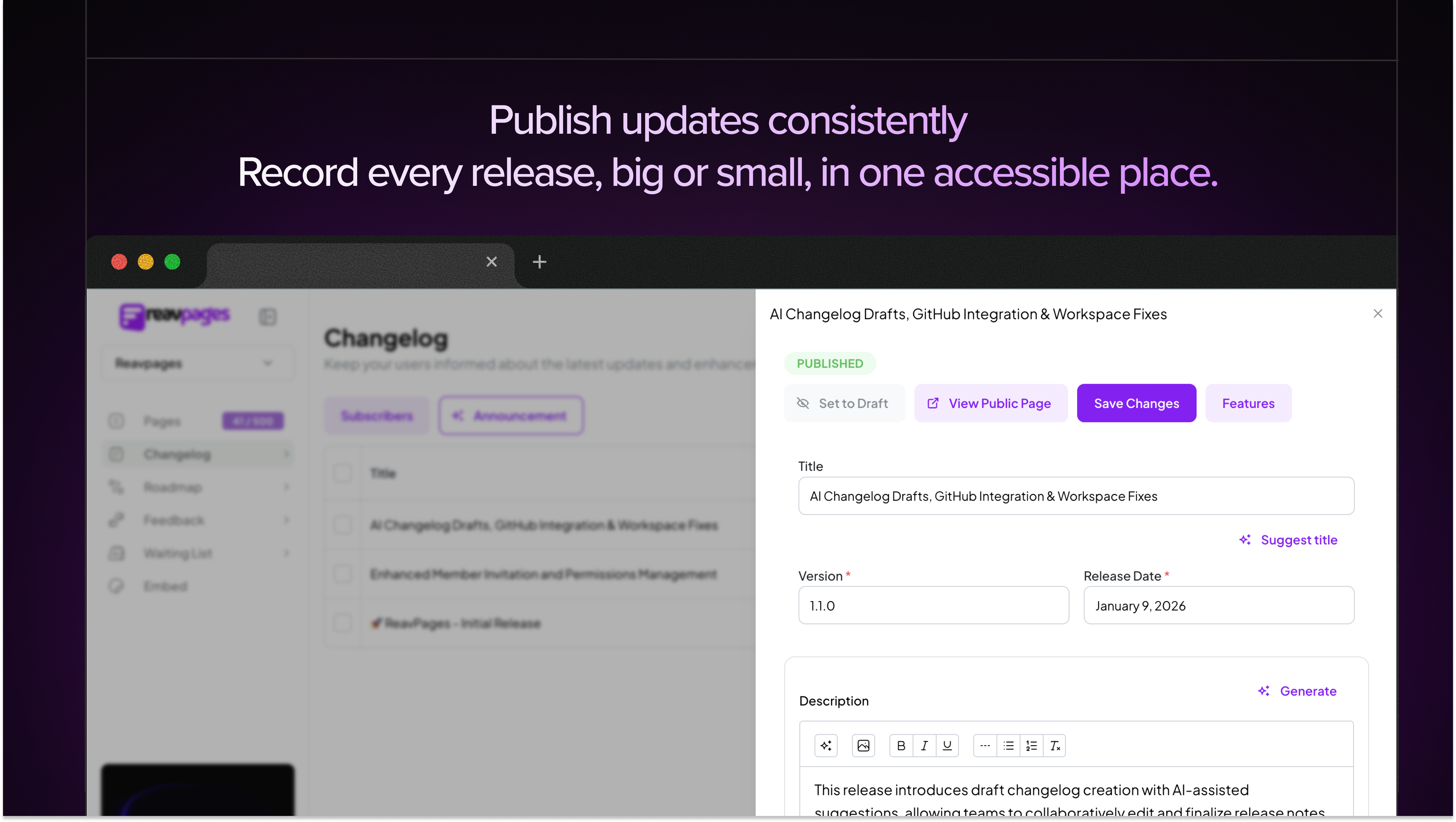 ReavPages - Screenshot 4 showing product features and functionality