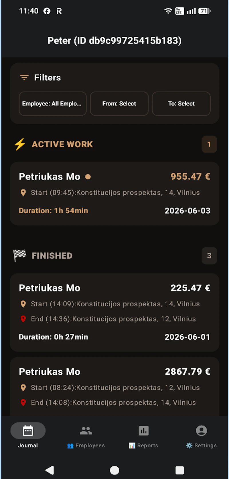 Work journal - Smart Work Time Journal screenshot 1