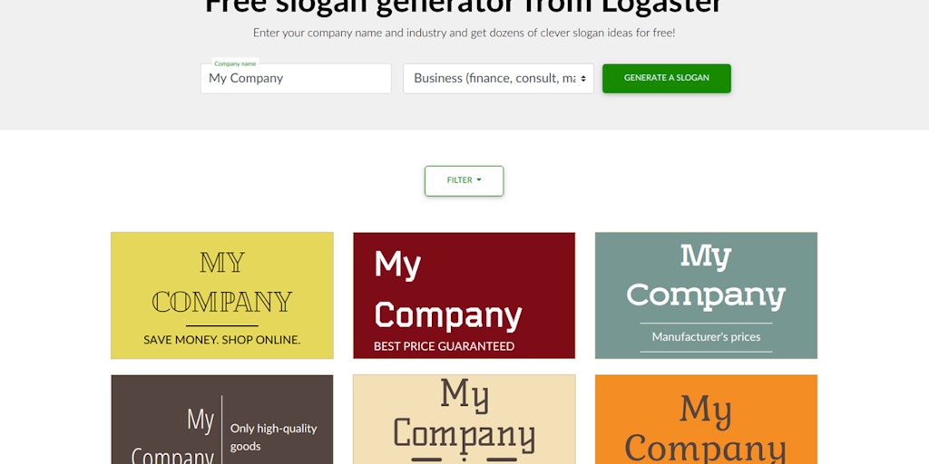 Free Slogan Generator by Logaster - Get dozens of clever ...
